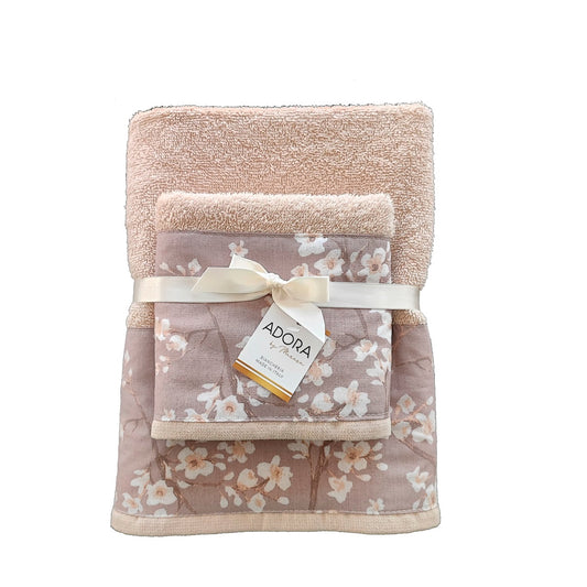 Set 2 Asciugamani bagno spugna cotone mod.JAPAN beige
