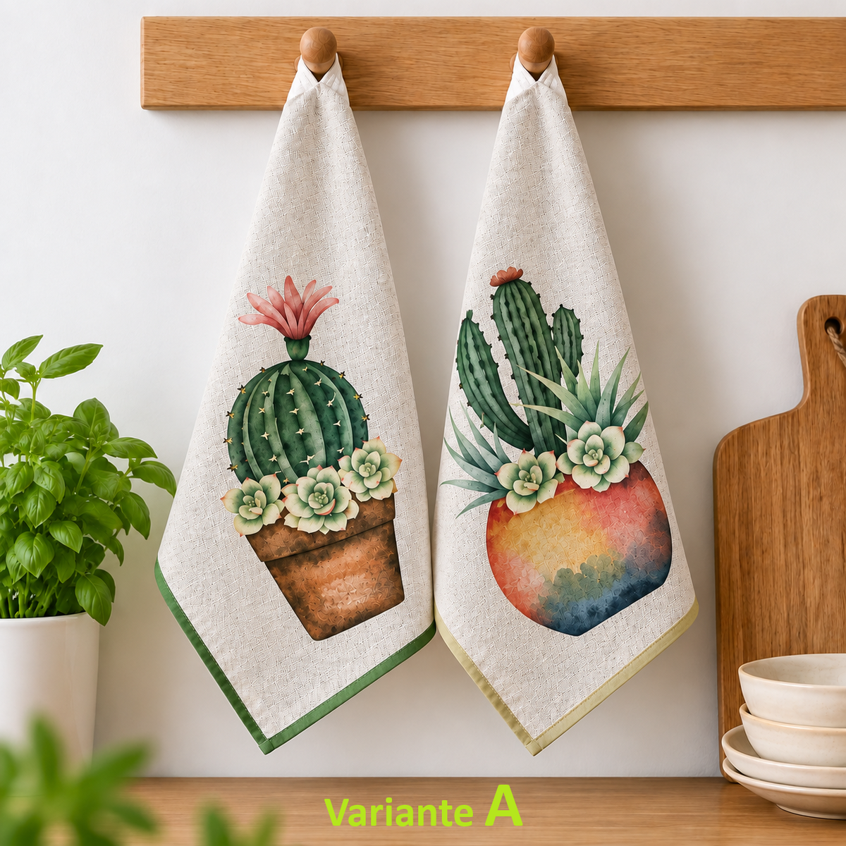 Set 2 Strofinacci Cucina 100% Cotone – Stampa Digitale 50×70 cm, effetto lino
