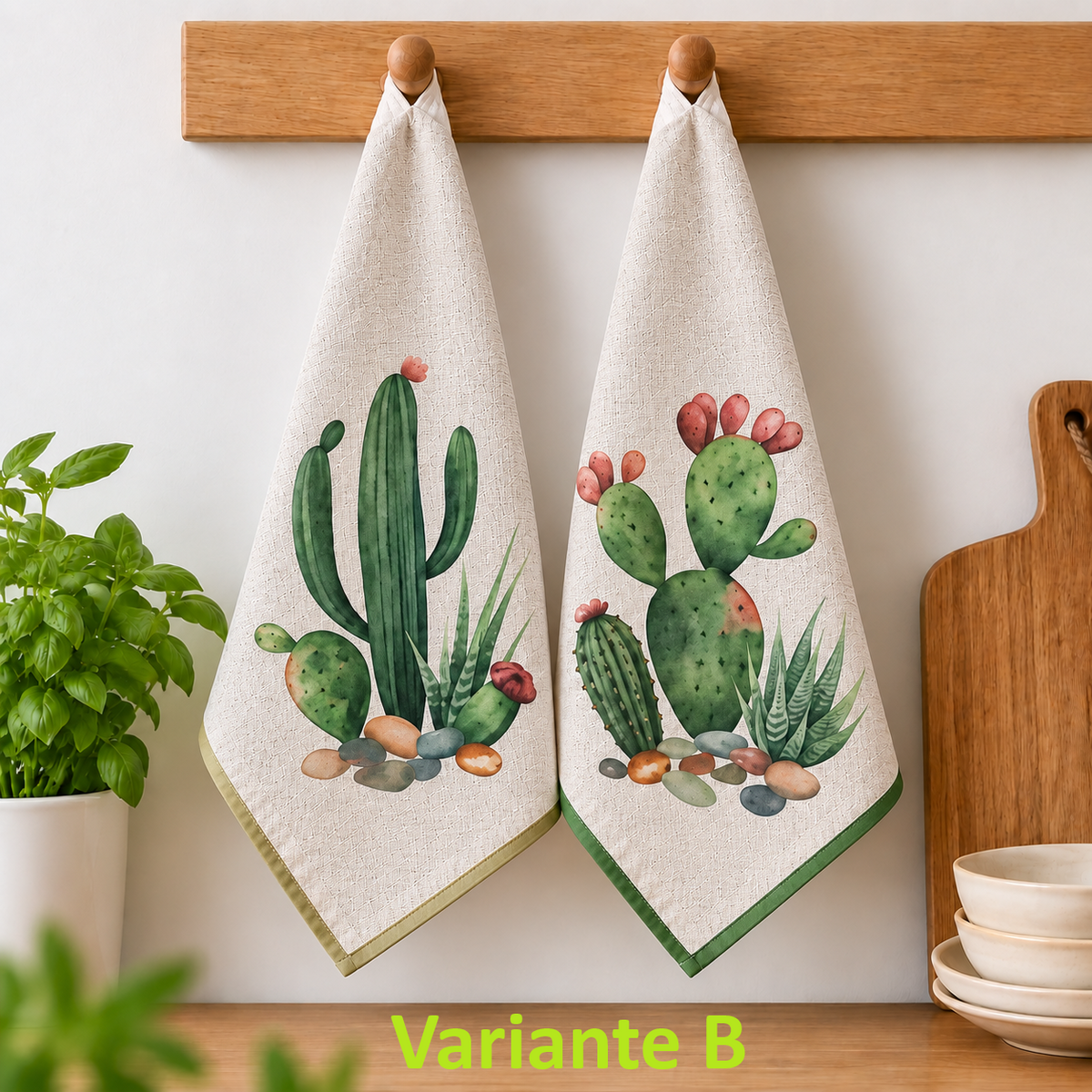 Set 2 Strofinacci Cucina 100% Cotone – Stampa Digitale 50×70 cm, effetto lino