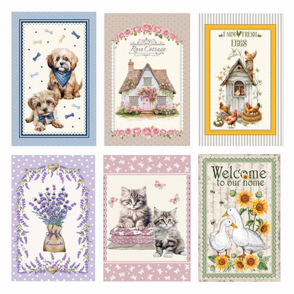 Set 6 Strofinacci in Spugna di Cotone 50x70 cm – Fantasie Country Chic