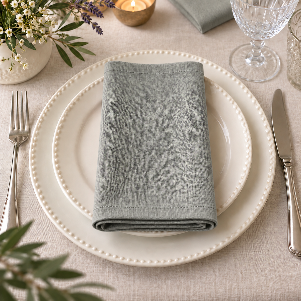 Set 6 Tovaglioli in Cotone Panama – Grigio
