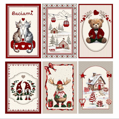 Set di 6 strofinacci in spugna Maison Winter 2026 con stampe digitali natalizie