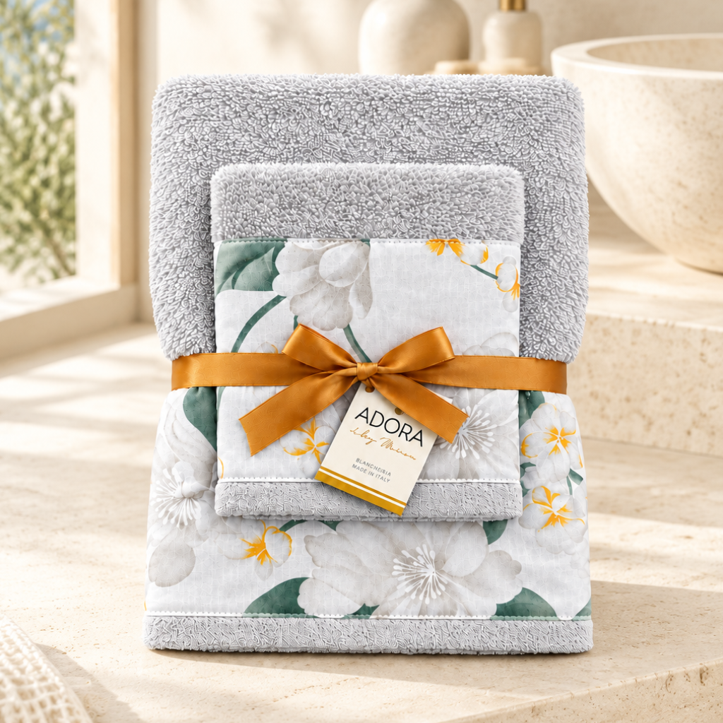 Set Asciugamani Bagno Viso e Ospite in Spugna di Cotone – Bliss Grigio