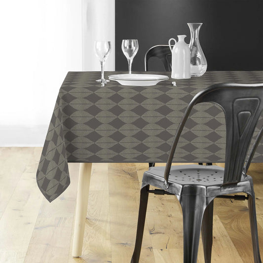 Tovaglia antimacchia rettangolare grigio antracite con fantasia geometrica moderna