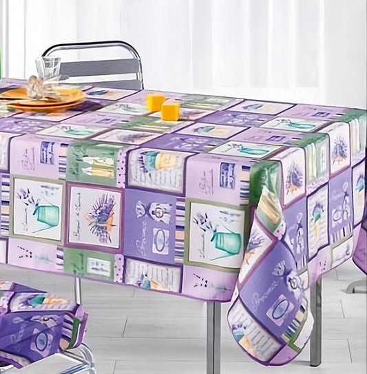 Tovaglia antimacchia rettangolare viola con fantasia lavanda provenzale
